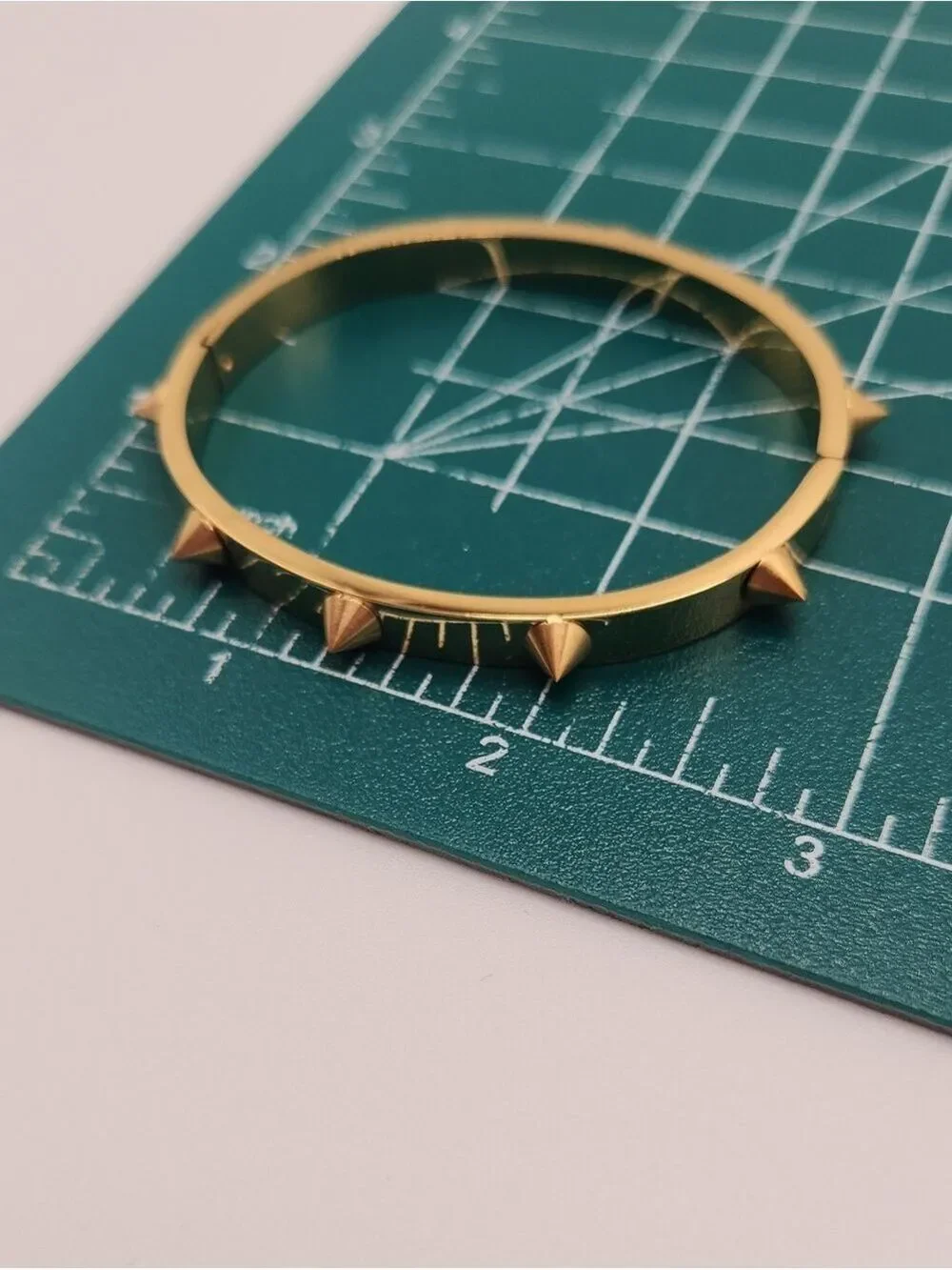 18k Gold Plated Stainless Steel Spike Studded Bangle Bracelet Minimalist Jewelry